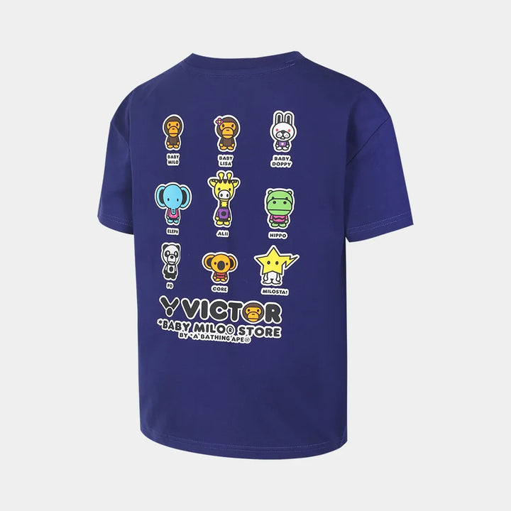 VICTOR x BABY MILO STORE® 　青Tシャツ　S Victor x Baby Milo Store Knitted T-Shirt T-501BM-F (Milo Blue